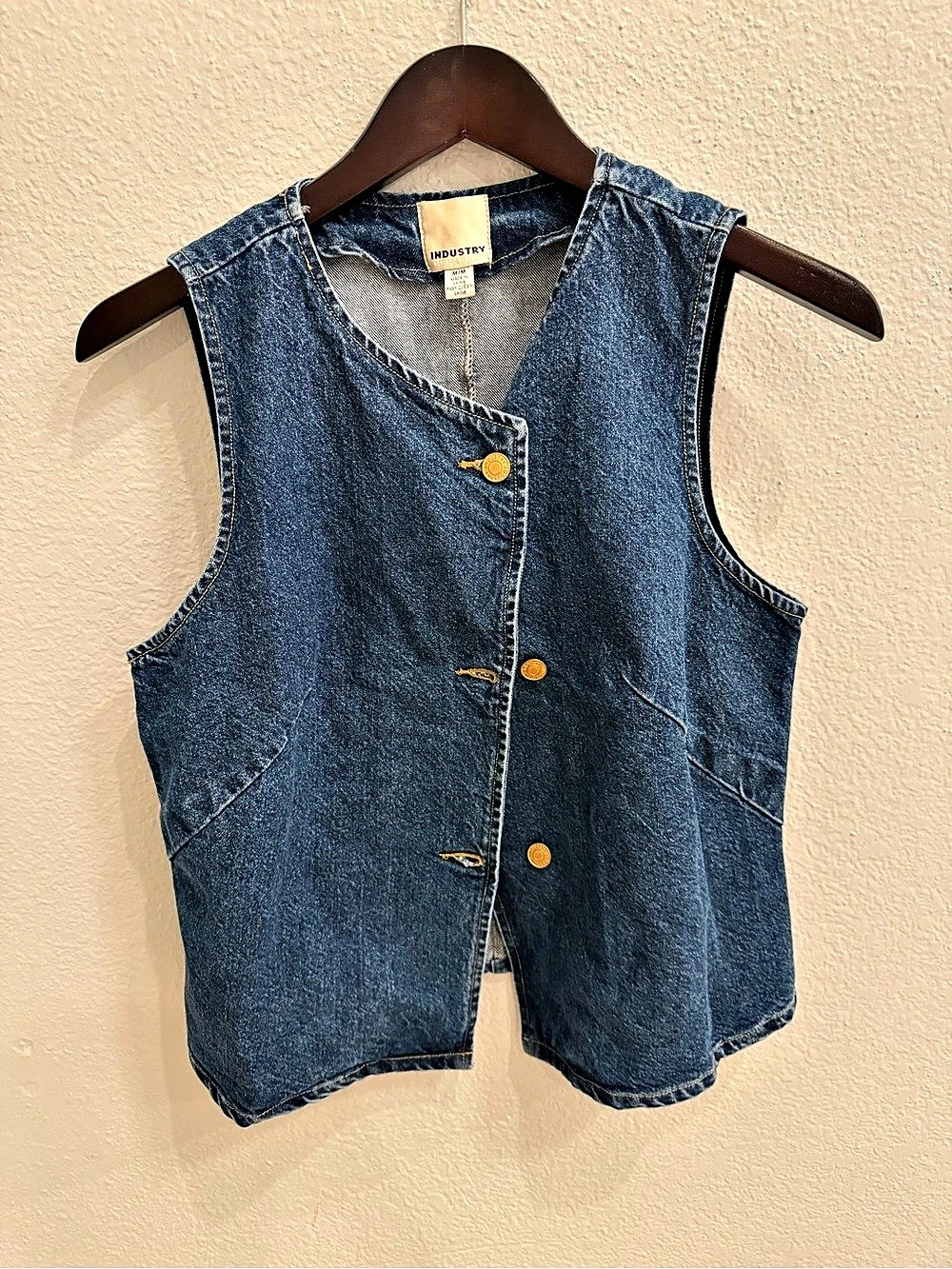 Industry Republic Dark Wash Asymmetrical Denim Vest Size M